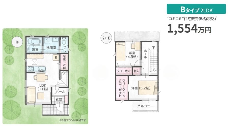 シフクノいえ2階建ての間取りBプラン