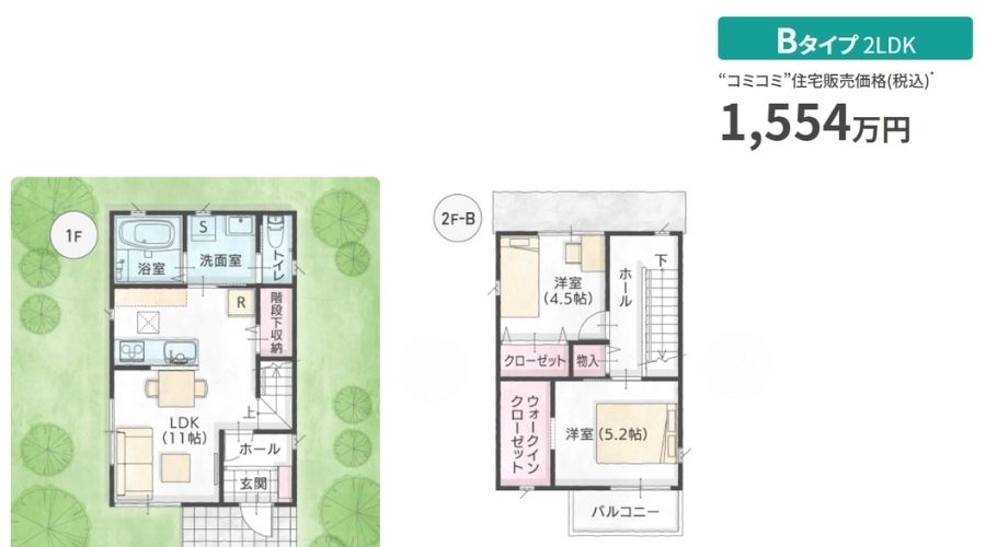 シフクノいえ2階建てBタイプ間取り図