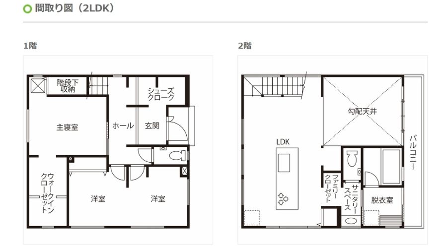 タマホームの2階建ての家間取り図