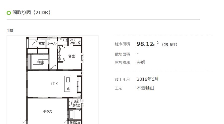 タマホーム30坪の平屋の間取り図