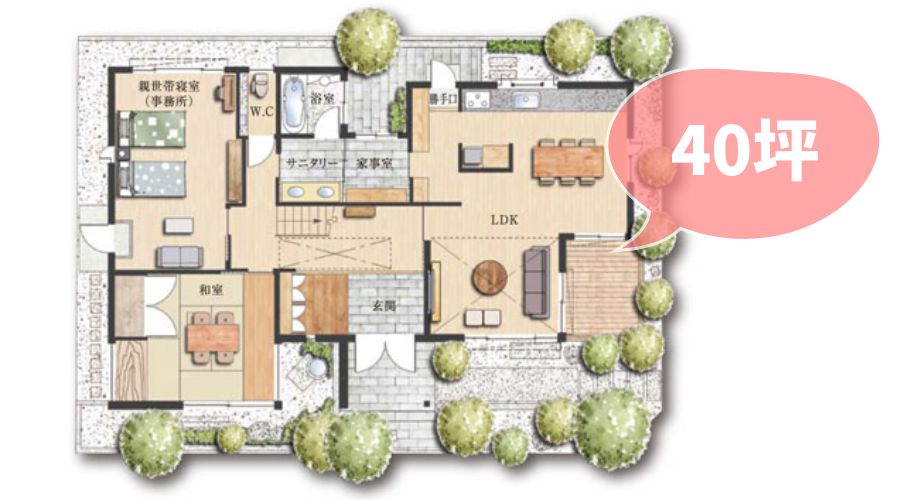 積水ハウス40坪の間取り図